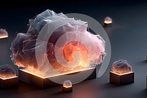 Futuristic Cloud Computing Technology Concept with Glowing Network Connections Generative AI