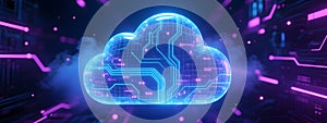 Futuristic Cloud Computing Technology with Digital Circuit Board Background