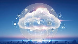 Futuristic Cloud Computing Technology Network Visualization Concept