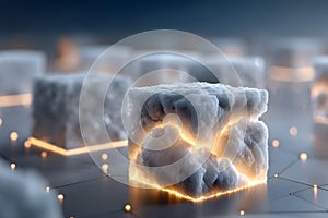 Futuristic Cloud Data Concept with Glowing Network Cubes for Technology Design Generative AI