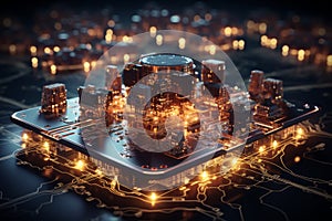 Futuristic cloud data storage and transfer safety on world map with cybersecurity technology