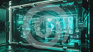Futuristic Interface Displaying Global Information in a High-Tech Command Center