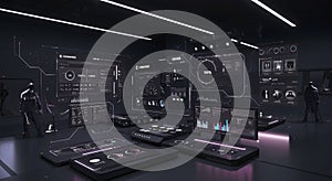 Futuristic AI Command Center with Big Data Visualization