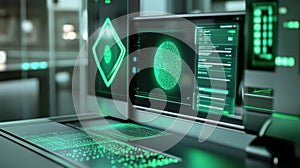 Futuristic command center monitoring cyber security threats with advanced technology