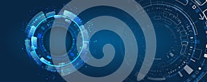 Futuristic composition of high-tech elements on a blue background. Computer technologies for presentation. Abstract technology