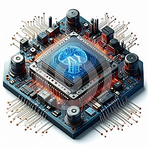 Generated image Artificial Intelligence Microchip isolated on white background