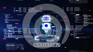 Futuristic computer engineer programmer AI chatbot background concept, Typing code cyber security hacking, Internet network