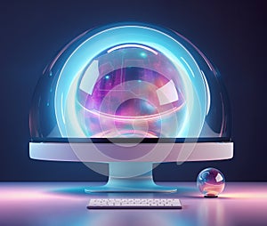 Futuristic computer with a holographic display