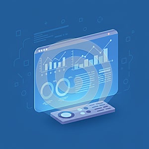 Futuristic computer interface displaying various data visualizations on a translucent