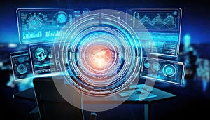 Futuristic Computer Interface Page with Data