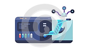Futuristic Computer Interface with Robotic Arm, vector design Generative AI