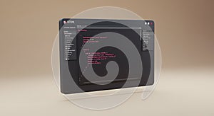 HTML Code Editor Window - Software Development Concept
