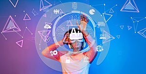 Futuristic Concept of Artificial Intelligence and Virtual Reality Integration with Human Interaction and Augmented Data