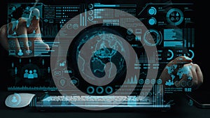 Futuristic Concept of Digital Communication and Network Analysis Displaying Global Connectivity with Data Visualization