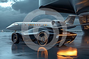 Futuristic Concept Luxury Vehicle with Sharp Angles photo