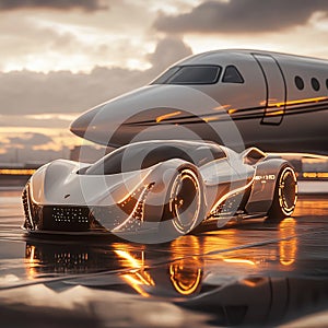 Futuristic Concept Luxury Vehicle with Sharp Angles photo