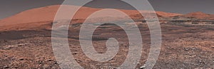 Futuristic concept.  Mission to Mars - view of landscape. Elements of this image furnished by NASA photo