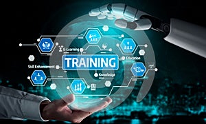 Futuristic Concept of Training and Learning with Robotic Hand and Human Hand Representing Collaboration in Education and