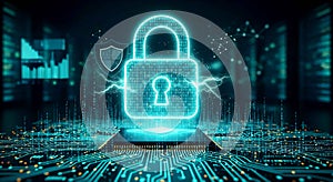 Digital Cybersecurity Lock on Circuit Board