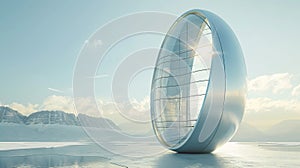 A futuristic coneshaped structure shines in the sunlight its walls made entirely of transparent solar panels that
