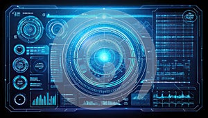 Futuristic Control Panel with Blue Interface