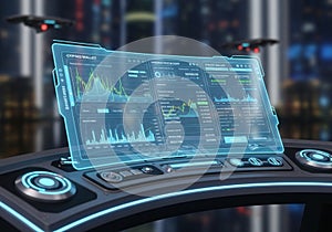 Futuristic control panel featuring a transparent