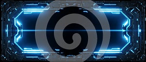 Futuristic control panel with glowing blue interface