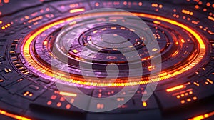 Futuristic Control Panel Glowing, Sci-Fi Interface