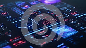 Futuristic Control Panel Interface with Data and Graphics