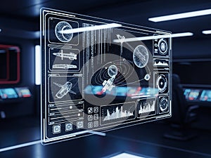 Futuristic control panel interface isolated on white background