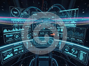 Futuristic control panel interface isolated on white background