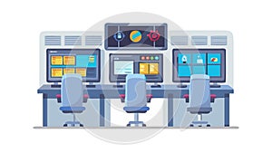 Futuristic Control Room Command Center Vector, vector design Generative AI
