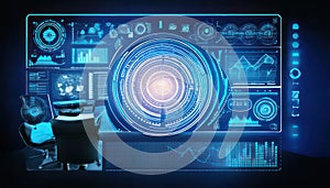 Futuristic Control Room with Data Page Page