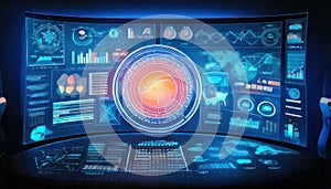 Futuristic Control Room with Data Visualization