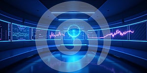 Futuristic Control Room with Interactive UI