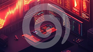 Futuristic control room showing data processing and cyber security