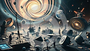 Futuristic Cosmic Exploration Scene