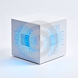Futuristic CPU Core Technology Cube