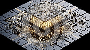 Futuristic CPU with Glowing Circuits and Data Flow