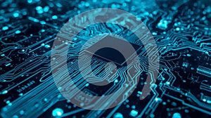 Futuristic CPU Microchip on Circuit Board - Central Processor Concept.