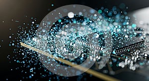 Futuristic CPU Processing Data with Glowing Particles