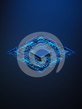 Futuristic CPU Processor on Digital Circuit Board Technology Background
