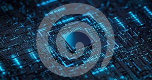 Futuristic CPU Processor on Digital Circuit Board Technology Background