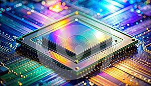 Futuristic CPU Processor on a Glowing Circuit Board