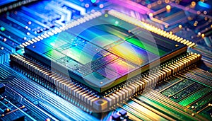 Futuristic CPU Processor on a Glowing Circuit Board