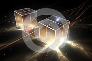 Futuristic CPU. Quantum processor in the global computer network