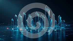 Futuristic Crystal City Skyline Network.