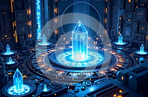 Futuristic Crystal Core: Sci-Fi Technology and Energy