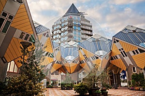 Futuristic cubic houses in Rotterdam