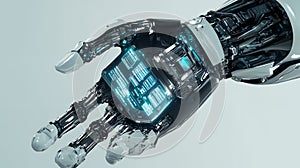 Futuristic Cyber Hand Prosthetic Bionic Arm Digital Interface Augmentation. Mechanical Technology 4K.